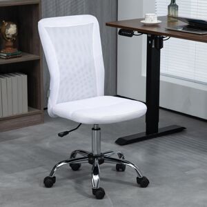 Vinsetto Armless Office Chair with Adjustable Height Mesh Back Wheels White Vinsetto Armless Office Chair with Adjustable Height Mesh Back Wheels White