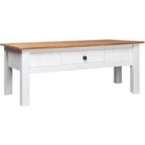 vidaXL Solid Pine Wood Coffee Table with Drawer White Drawer Side End Stand vidaXL Solid Pine Wood Coffee Table with Drawer White Drawer Side End Stand