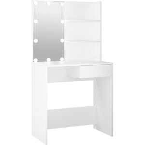 (White) vidaXL Dressing Table with LED Vanity Table Makeup Vanity Desk Cosmetic (White) vidaXL Dressing Table with LED Vanity Table Makeup Vanity Desk Cosmetic