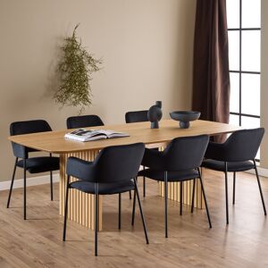 Furniture To Go Christo Dining Table in Oak includes 6 Lima Dining Chair includes Armrest in Bla Furniture To Go Christo Dining Table in Oak includes 6 Lima Dining Chair includes Armrest in Bla