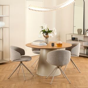 Furniture To Go Soli Round Dining Table in Oak/Grey 120x75cm includes 4 Ella Swivel Beige Dining Furniture To Go Soli Round Dining Table in Oak/Grey 120x75cm includes 4 Ella Swivel Beige Dining