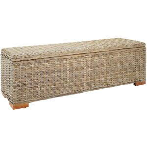 vidaXL Solid Wood Mahogany Storage Box 110 cm Natural Kubu Rattan Hall Bench vidaXL Solid Wood Mahogany Storage Box 110 cm Natural Kubu Rattan Hall Bench