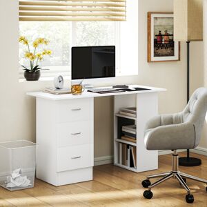 HOMCOM 120cm Computer Desk PC Table Workstation w/ 3 Shelf & Drawers White HOMCOM 120cm Computer Desk PC Table Workstation w/ 3 Shelf & Drawers White