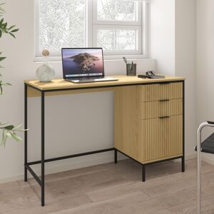 Home Source Wisbech 3 Drawer Desk Computer Office Table Workstation Steel Legs Oak Home Source Wisbech 3 Drawer Desk Computer Office Table Workstation Steel Legs Oak