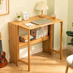 Unbranded Collapsible Desk for Small Spaces, 33" Bamboo Folding Writing Desk with Shelves, Unbranded Collapsible Desk for Small Spaces, 33" Bamboo Folding Writing Desk with Shelves,