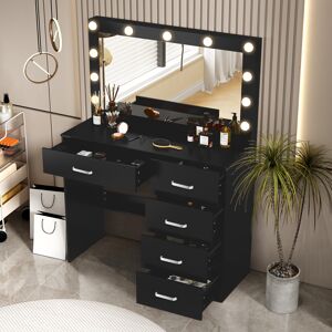 Unbranded Vanity Makeup Desk with LED Mirror, 11 Bulbs, 3 Light Modes, 5 Drawers, Adjustab Unbranded Vanity Makeup Desk with LED Mirror, 11 Bulbs, 3 Light Modes, 5 Drawers, Adjustab