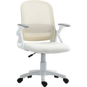 HOMCOM Ergonomic Swivel Computer Chair with Flip-up Armrests, White HOMCOM Ergonomic Swivel Computer Chair with Flip-up Armrests, White