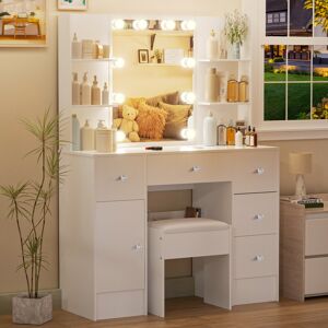 Unbranded Dressing Desk Set 5 Drawers 10 LED Light Mirror and Stool Vanity Table Unbranded Dressing Desk Set 5 Drawers 10 LED Light Mirror and Stool Vanity Table