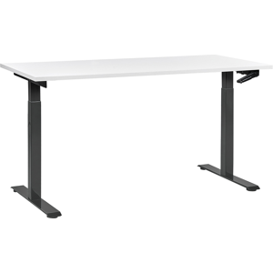 Beliani Manual Adjustable Standing Desk DESTINES White/ Black 160 cm 72 cm Beliani Manual Adjustable Standing Desk DESTINES White/ Black 160 cm 72 cm