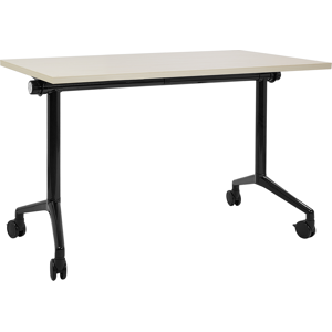 Beliani Foldable Office Desk CAVI Light Brown 120 cm 60 cm with Wheels Beliani Foldable Office Desk CAVI Light Brown 120 cm 60 cm with Wheels