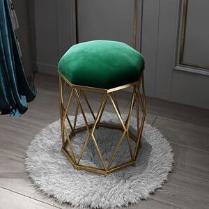 Unbranded Luxury Green Velvet Dressing Table Stool with Metal Legs, Round Makeup Chair for Unbranded Luxury Green Velvet Dressing Table Stool with Metal Legs, Round Makeup Chair for