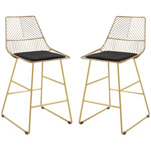 Homcom Set of 2 Bar stools Modern Counter Height Wire Metal - Gold Homcom Set of 2 Bar stools Modern Counter Height Wire Metal - Gold