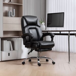 (Black) HOMCOM Office Chair, Computer Desk Chair with Spring Cushion (Black) HOMCOM Office Chair, Computer Desk Chair with Spring Cushion