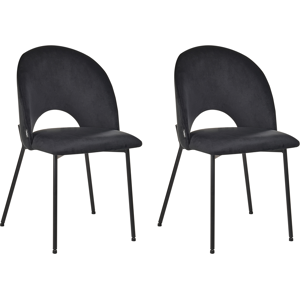 Beliani Set of 2 Dining Chairs Black Velvet Upholstery - Dining Chairs Beliani Set of 2 Dining Chairs Black Velvet Upholstery - Dining Chairs