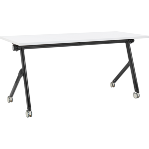 Beliani Foldable Office Desk BENDI White 160 cm 60 cm with Wheels Beliani Foldable Office Desk BENDI White 160 cm 60 cm with Wheels