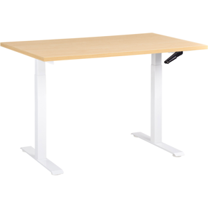 Beliani Manual Adjustable Standing Desk DESTINES Light Brown/ White 120 cm 60 cm Beliani Manual Adjustable Standing Desk DESTINES Light Brown/ White 120 cm 60 cm