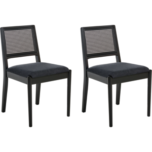 Beliani Set of 2 Dining Chairs TAMARAC Wood Black Beliani Set of 2 Dining Chairs TAMARAC Wood Black