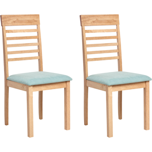 Beliani Set of 2 Dining Chairs ORTLEY Wood Light Brown/ Mint Beliani Set of 2 Dining Chairs ORTLEY Wood Light Brown/ Mint