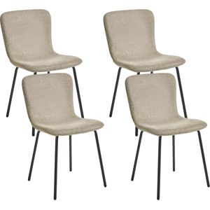 Beliani Set of 4 Dining Chairs CALDWELL Fabric Beige Beliani Set of 4 Dining Chairs CALDWELL Fabric Beige
