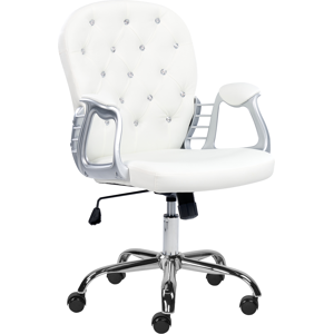 Beliani Desk Chair PRINCESS Faux Leather White Beliani Desk Chair PRINCESS Faux Leather White