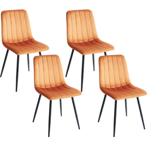 Beliani Modern Velvet Orange Scandinavian Dining Chair Set - Dining Chair Beliani Modern Velvet Orange Scandinavian Dining Chair Set - Dining Chair