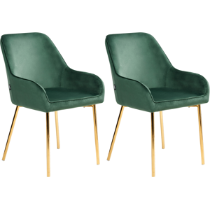 Beliani Set of 2 Dining Chairs LOVERNA Velvet Green Beliani Set of 2 Dining Chairs LOVERNA Velvet Green