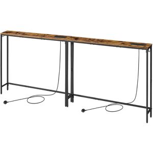 VASAGLE Set of 2 Console Tables with Charging Station, Slim Behind Sofa Tables, 15 x 100 VASAGLE Set of 2 Console Tables with Charging Station, Slim Behind Sofa Tables, 15 x 100