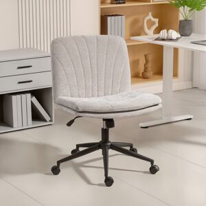 HOMCOM Criss Cross Chair with Wheels, Armless Wide Office Chair, Beige HOMCOM Criss Cross Chair with Wheels, Armless Wide Office Chair, Beige