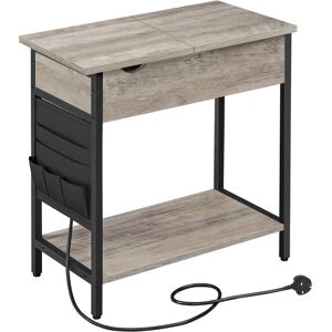 VASAGLE Slim Side Table with Charging Station, Narrow Bedside Table with Storage, End Ta VASAGLE Slim Side Table with Charging Station, Narrow Bedside Table with Storage, End Ta