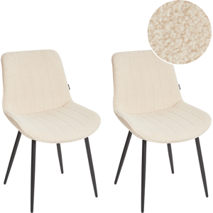 Beliani Set of 2 Dining Chairs DUBROVNIK Boucle Light Beige Beliani Set of 2 Dining Chairs DUBROVNIK Boucle Light Beige