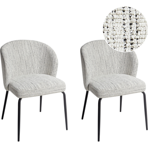 BELIANI White Zana Set of 2 Modern Upholstered Dining Chairs BELIANI White Zana Set of 2 Modern Upholstered Dining Chairs