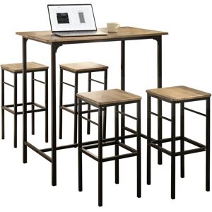 SoBuy 5-Piece Brown Bar Table & Stool Set SoBuy 5-Piece Brown Bar Table & Stool Set