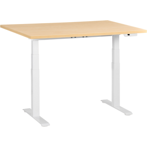Beliani Electric Adjustable Standing Desk DESTINES Light Brown/ White 120 cm 60 cm Beliani Electric Adjustable Standing Desk DESTINES Light Brown/ White 120 cm 60 cm