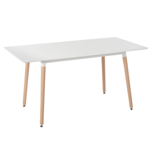 Beliani Dining Table White with Light Wood MDF Beechwood Legs - Dining Table Beliani Dining Table White with Light Wood MDF Beechwood Legs - Dining Table