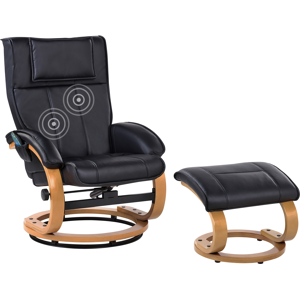 Beliani Massage Chair MAJESTIC with Footstool Faux Leather Black Beliani Massage Chair MAJESTIC with Footstool Faux Leather Black