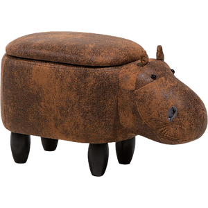 Beliani Storage Animal Stool HIPPO Faux Leather Brown Beliani Storage Animal Stool HIPPO Faux Leather Brown