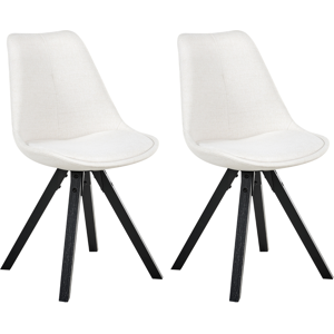 Beliani Set of 2 Dining Chairs HEDLEY Fabric Light Beige Beliani Set of 2 Dining Chairs HEDLEY Fabric Light Beige