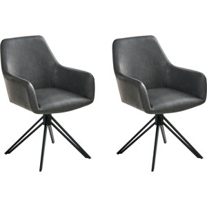 Beliani Set of 2 Dining Chairs Swivel SANSARC Faux Leather Black Beliani Set of 2 Dining Chairs Swivel SANSARC Faux Leather Black