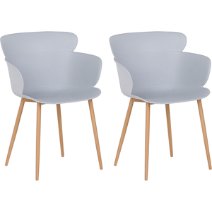 Beliani Set of 2 Light Grey Dining Chairs - Dining Chairs Beliani Set of 2 Light Grey Dining Chairs - Dining Chairs