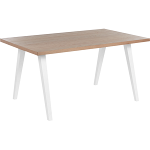 Beliani White Rectangular Dining Table - Light Wood MDF Top Beliani White Rectangular Dining Table - Light Wood MDF Top