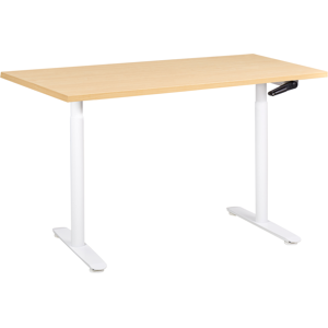 Beliani Manual Adjustable Standing Desk DESTINAS Light Brown/ White 120 cm 60 cm Beliani Manual Adjustable Standing Desk DESTINAS Light Brown/ White 120 cm 60 cm
