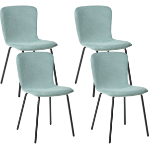 Beliani Set of 4 Dining Chairs CALDWELL Fabric Mint Green Beliani Set of 4 Dining Chairs CALDWELL Fabric Mint Green