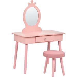 Beliani Kids Vanity Table with Stool MARGIE Pink Beliani Kids Vanity Table with Stool MARGIE Pink