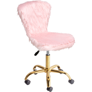 Beliani Desk Chair MARGATE Faux Fur Pastel Pink Beliani Desk Chair MARGATE Faux Fur Pastel Pink