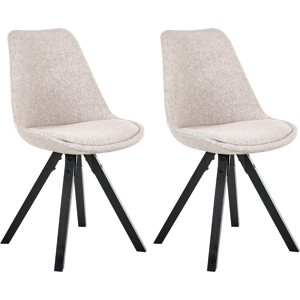 Beliani Set of 2 Dining Chairs HEDLEY Fabric Light Brown Beliani Set of 2 Dining Chairs HEDLEY Fabric Light Brown