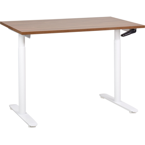 Beliani Manual Adjustable Standing Desk DESTINAS Brown/ White 120 cm 72 cm Beliani Manual Adjustable Standing Desk DESTINAS Brown/ White 120 cm 72 cm