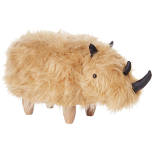 Beliani Animal Stool WOOLLY Faux Fur Sand Beige Beliani Animal Stool WOOLLY Faux Fur Sand Beige