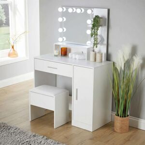 Home Source Bedroom Dressing Table with Stool LED Lights Vanity Makeup Desk Mirror Set Home Source Bedroom Dressing Table with Stool LED Lights Vanity Makeup Desk Mirror Set