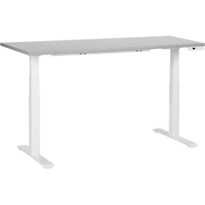 Beliani Electric Adjustable Standing Desk DESTINES Grey/ White 160 cm 72 cm Beliani Electric Adjustable Standing Desk DESTINES Grey/ White 160 cm 72 cm