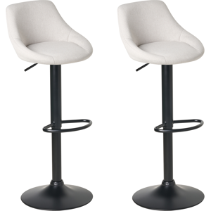 Beliani Set of 2 Bar Stools MEDULIN Fabric Swivel Light Grey Beliani Set of 2 Bar Stools MEDULIN Fabric Swivel Light Grey